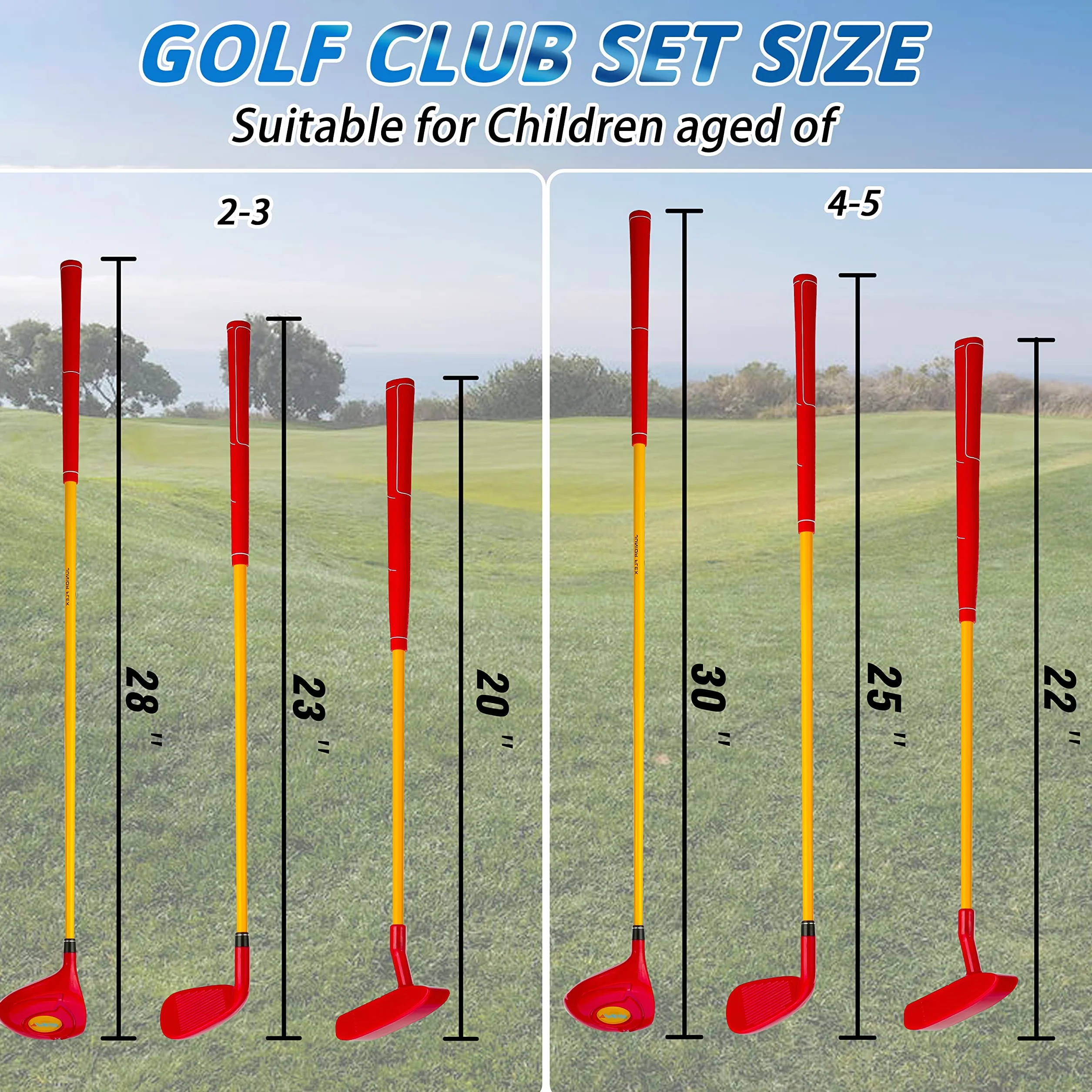 PGM Juego de palos de golf para niños 3 piezas madera hierro putter entrenamiento