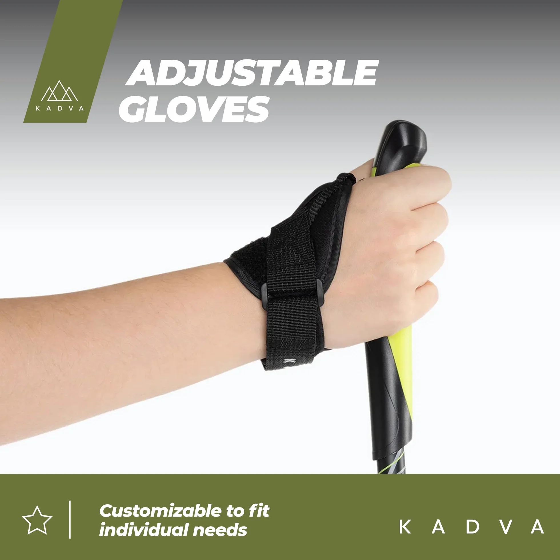 KADVA Raylan Bastones de Marcha nórdica Ajustables 105-130 cm con Guantes