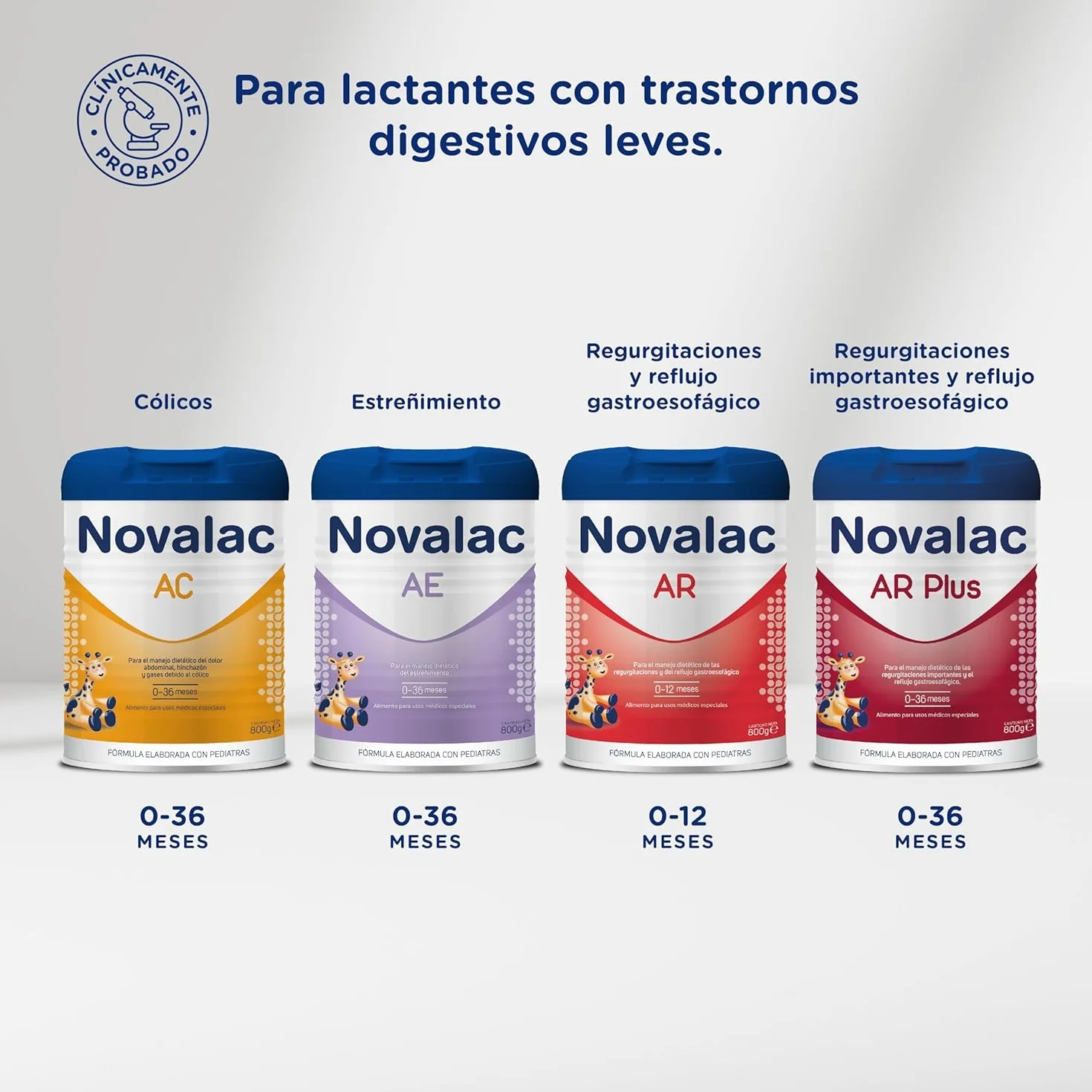 Novalac AC Leche en Polvo 0-36 Meses Bajo Contenido en Lactosa 800 g Fórmula Infantil