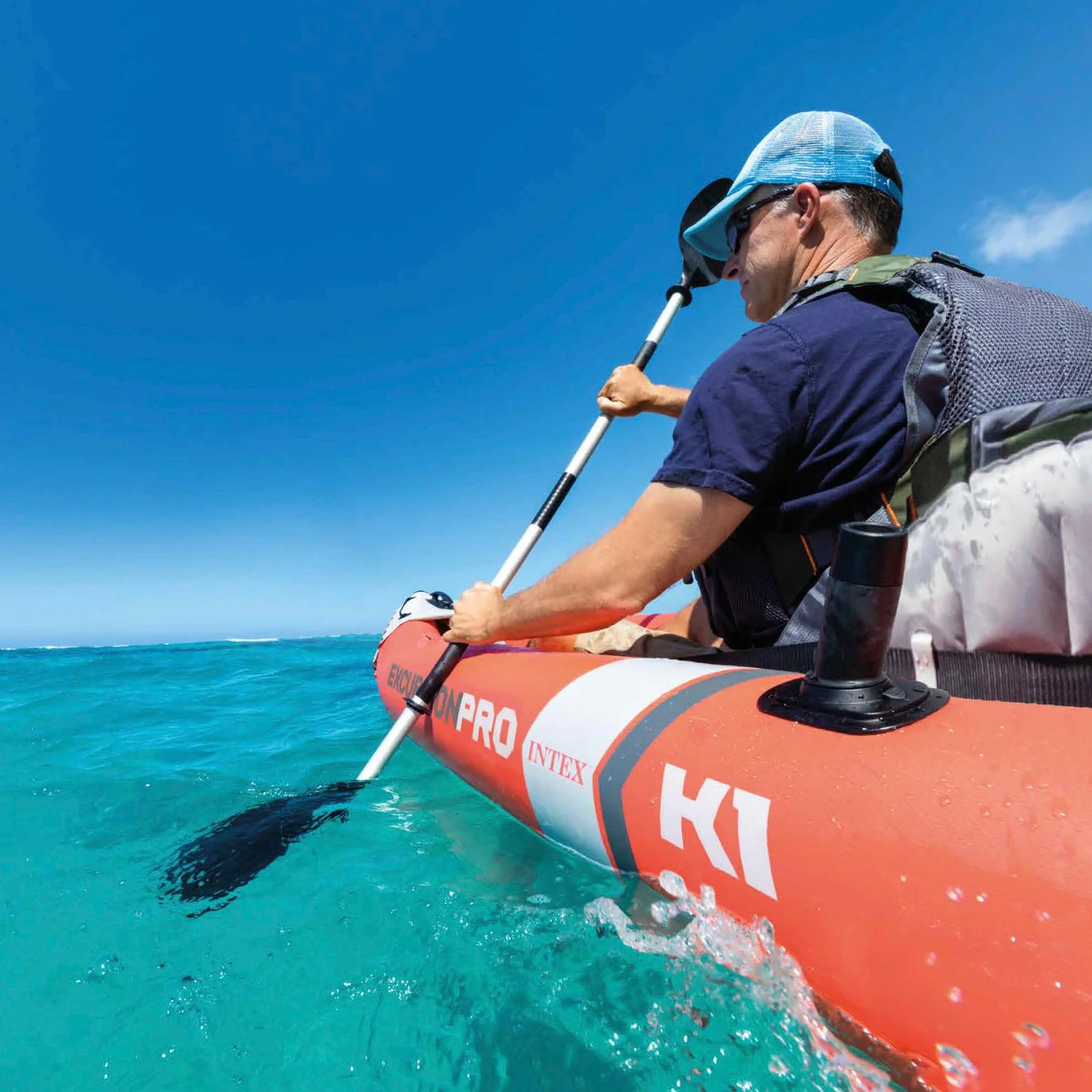 INTEX Kayak Hinchable Excursion Pro Remo + Hinchador
