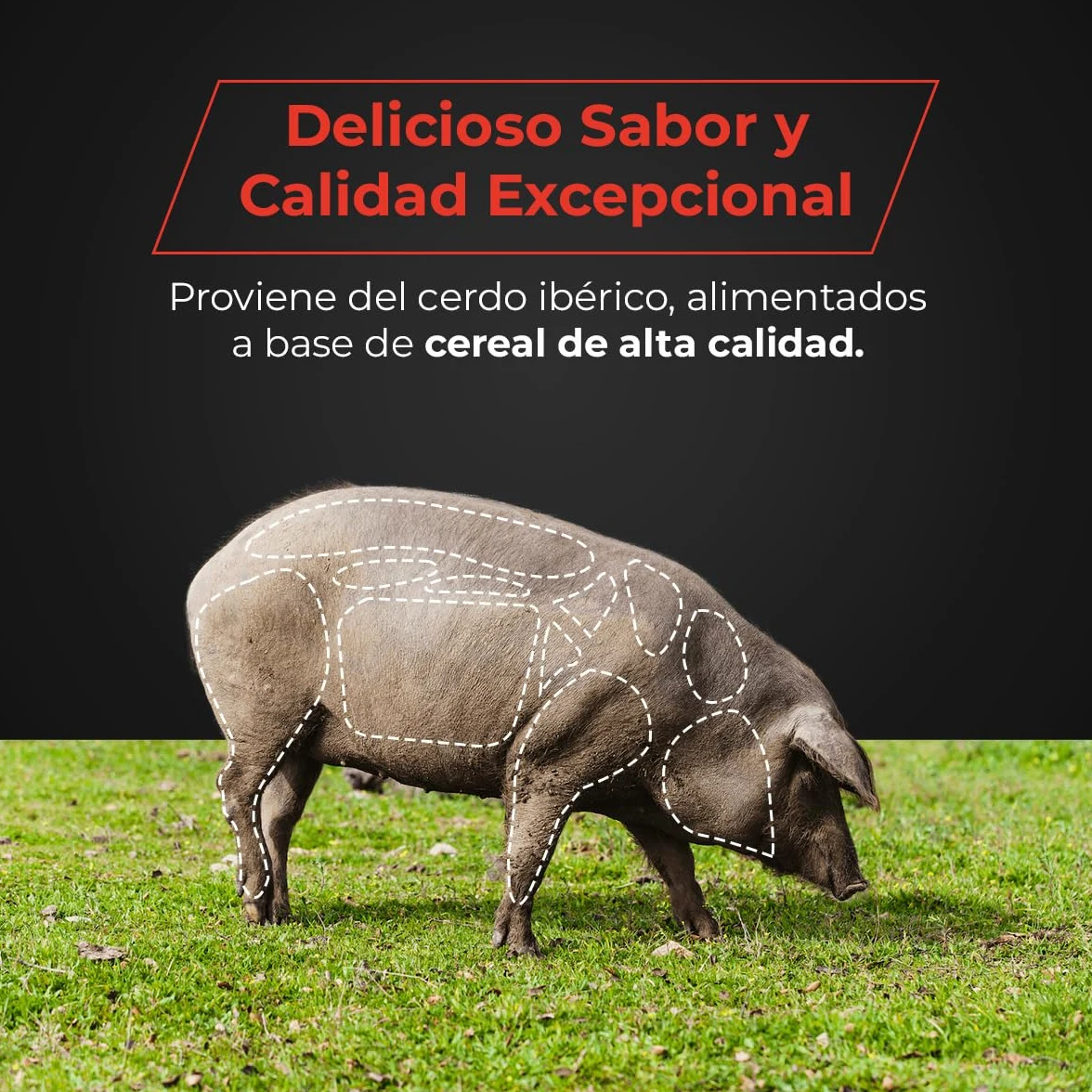EIbérico - Jamón de Cebo Ibérico 50% Raza Ibérica – Loncheado al Vacío para Mayor Frescura – Sabor Tradicional y Gourmet – Producto Español (Pack 5 Sobres)