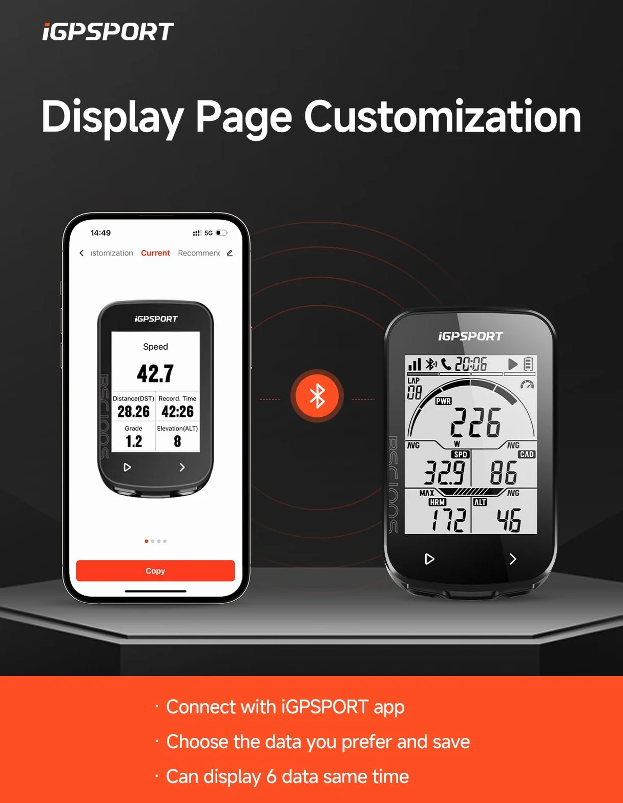 iGPSPORT BSC100S GPS Ciclocomputador Pantalla 2,6 Pulgadas 40 Horas Autonomía Ant+ BLE 5.0 Impermeable IPX7
