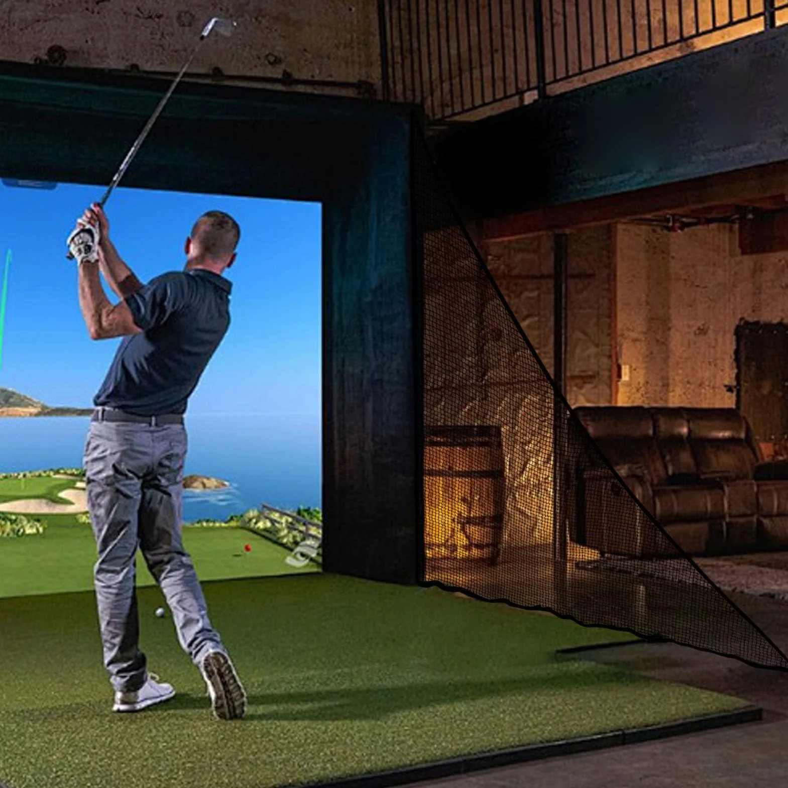 Red de Entrenamiento de Golf 2.1x2.1m con Sacoterreno Malla Deportiva para Interiores y Exteriores