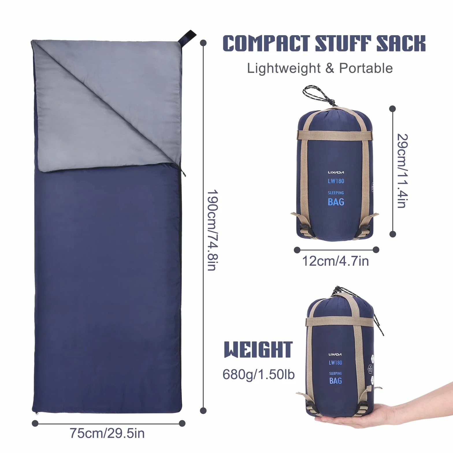 Lixada Saco de dormir ultraligero para camping, Viajes, Senderismo, Multifunción