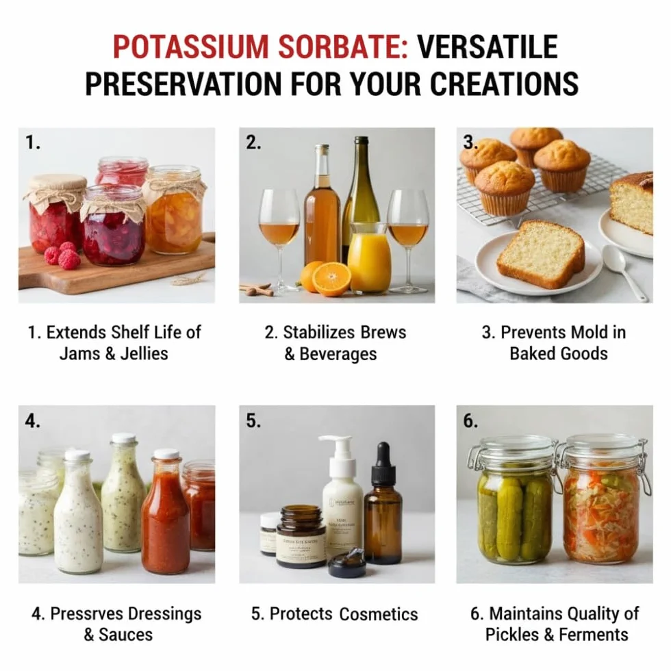 Sorbato de potasio de 1 kg E202 Back Vino, Pastel, Conservante de Alimentos, Tapón de Fermentación, Estabilizador