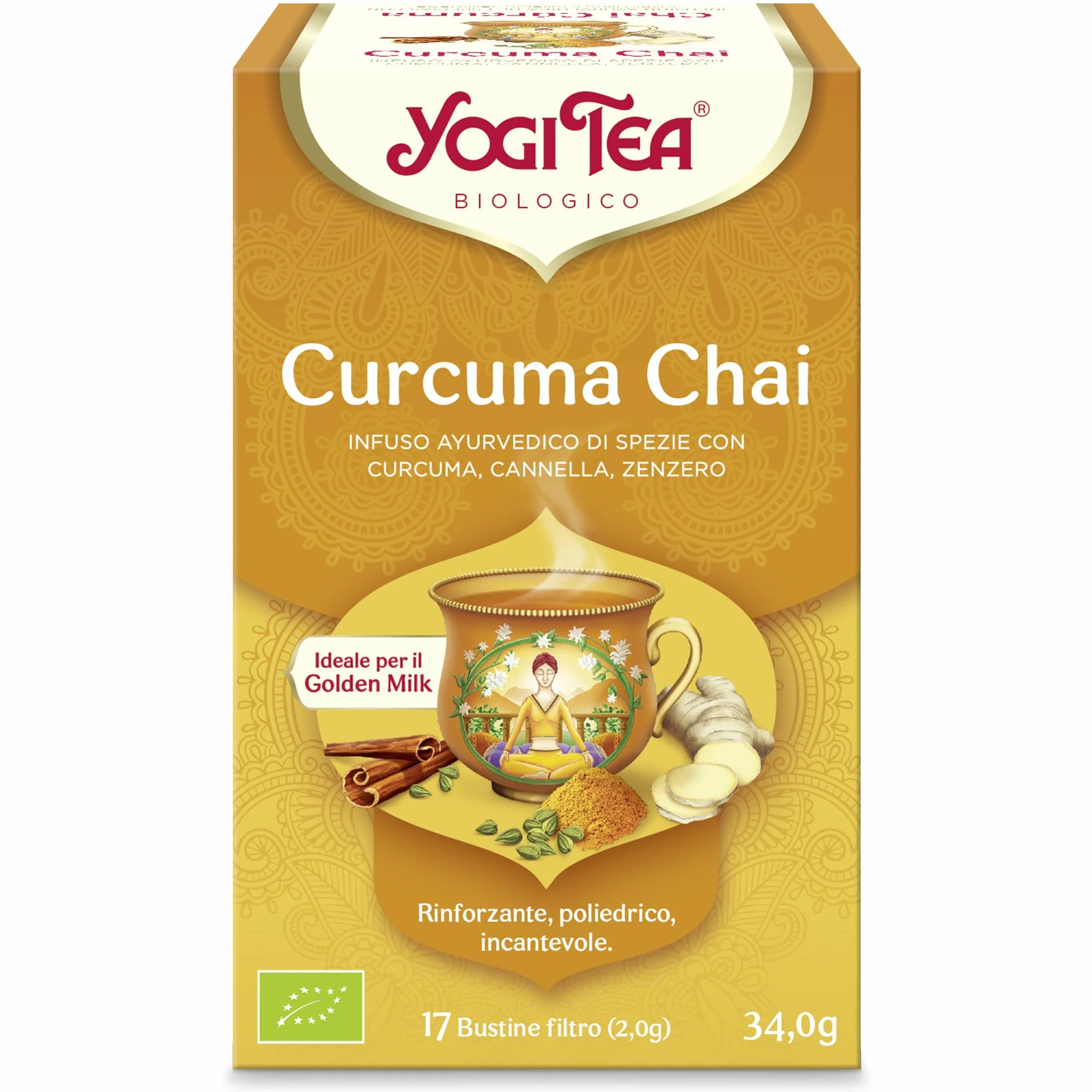 Yogi Tea, Té, Chai Cúrcuma Bio, Infusión Ayurvédica, Mezcla de Cúrcuma, Canela y Jengibre - Pack de 6x17 bolsitas (102 bolsitas en total)