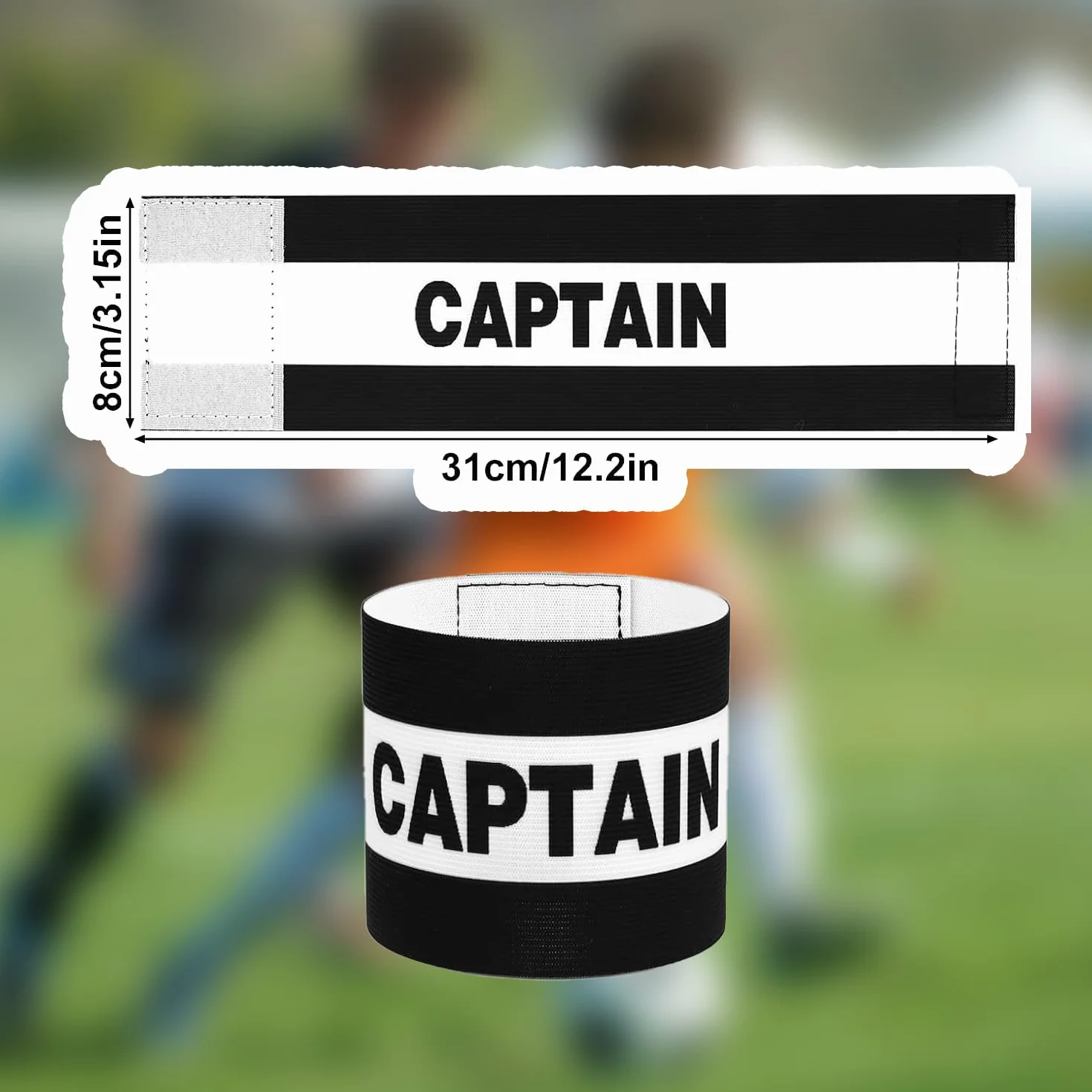 Brazaletes de capitán de fútbol ajustables elásticos ancho 8 cm transpirable paquete 3