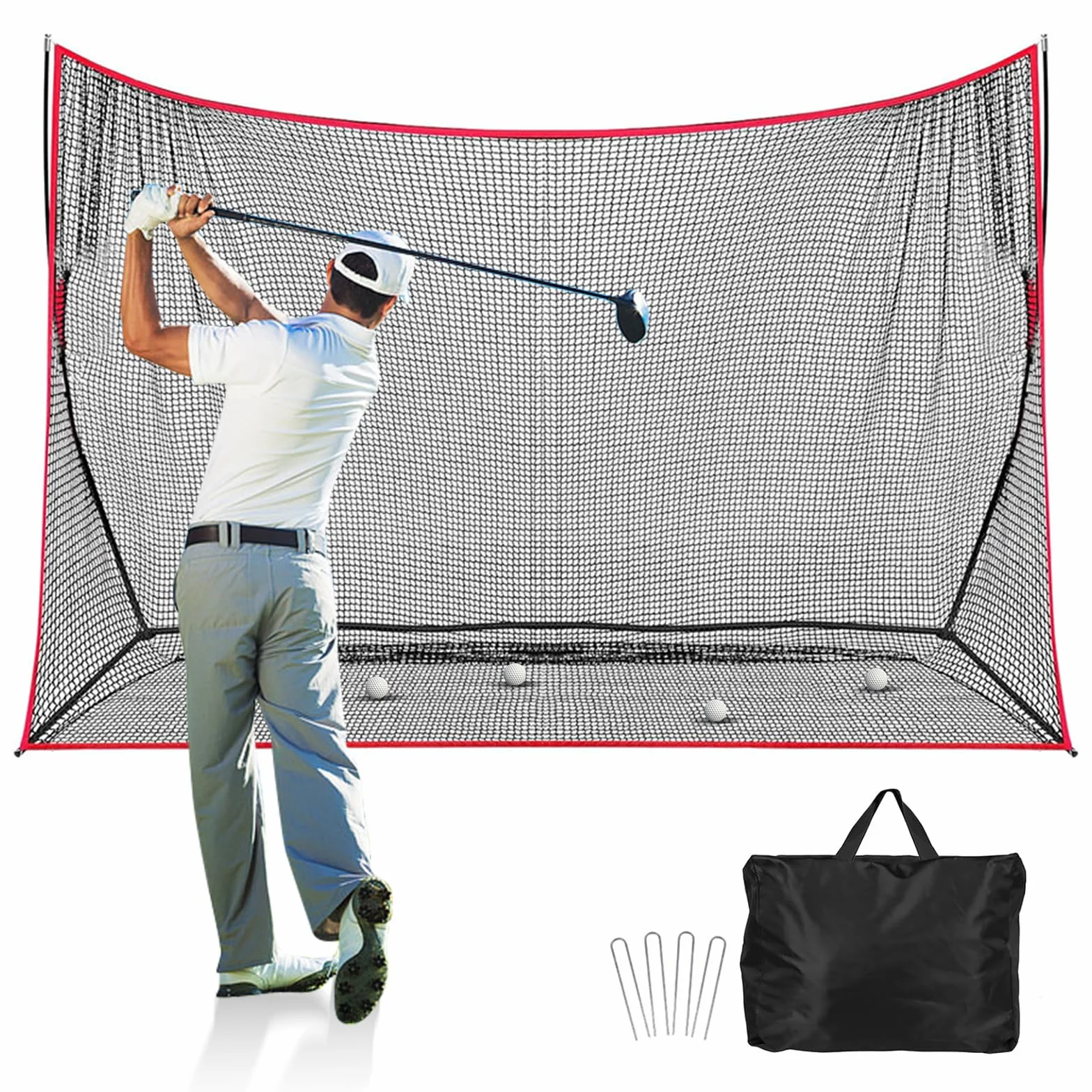 GoSports - Red de golf para práctica, 3 m x 2,1 m o 2,1 m x 2,1 m, campo de entrenamiento personal para uso interior o exterior