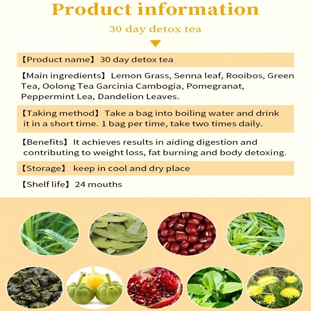 Té De Frutas Desintoxicante, Adelgazante Y Quemagrasas Con Sabor A Limón For 30 Días De Pérdida De Peso - 3 G X 30 Bolsitas(3PCS)