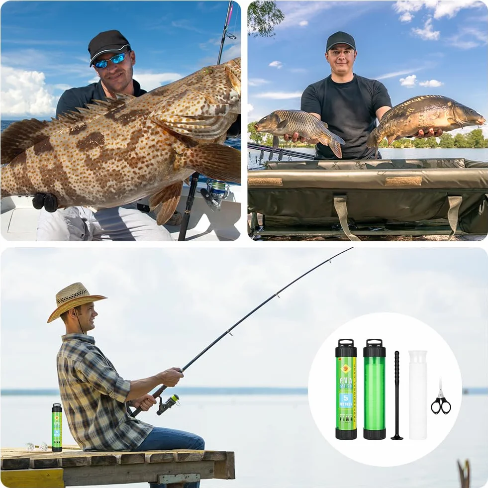 OFFCUP Juego de Pesca Red PVA 5M Malla Bolsas Tijeras Agua Soluble Accesorio