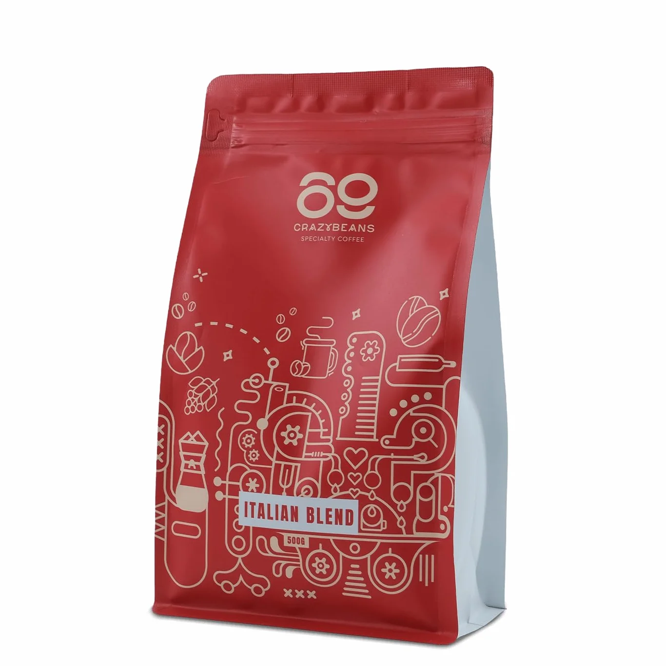 Cafe de Especialidad en grano Italian Blend | 80% Arábica / 20% Robusta | Colombia & India | Perfil Intenso con Notas de Chocolate Negro, Especias y Malta Tostada | Specialty coffee | 500g