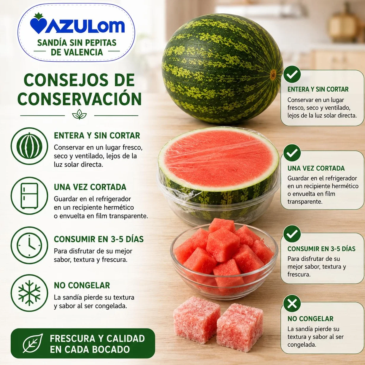 Sandía Dulce de Valencia Sin Pepitas AZULOM 15 kg - Fresca y Jugosa