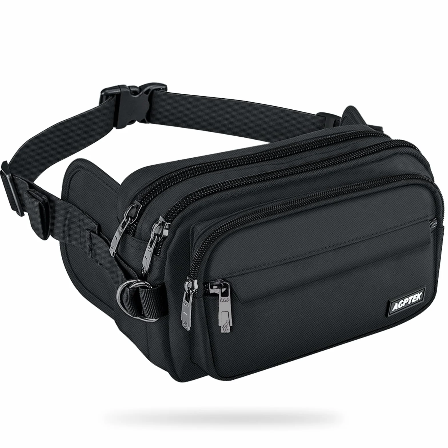 AGPTEK Riñonera Deportiva Grande Antirrobo RFID 5 Bolsillos Cinturón Ajustable para Running Viaje