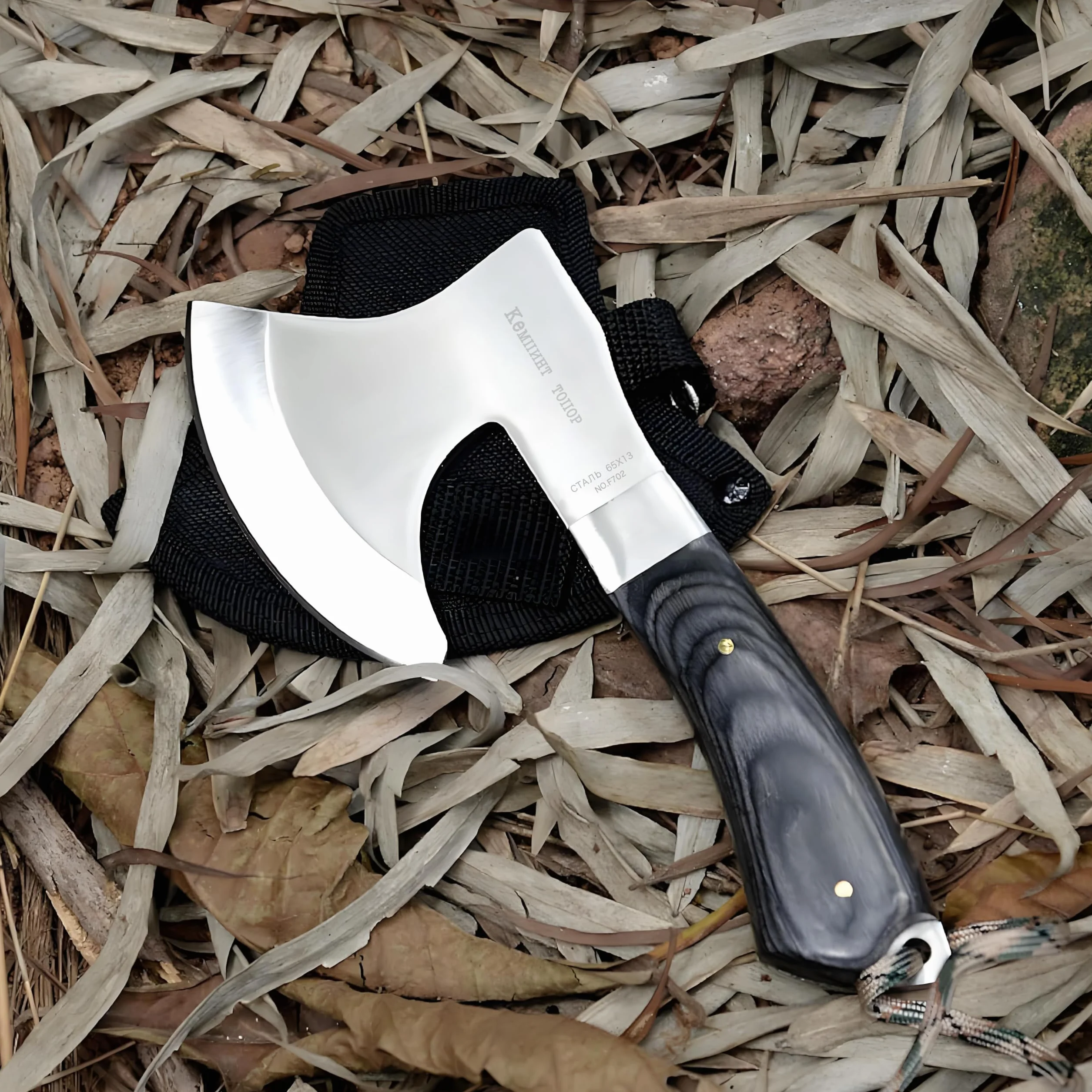 Omesio Hacha Mini Outdoor 19,3 cm Full-Tang Camping Supervivencia Cortar Madera Robusta