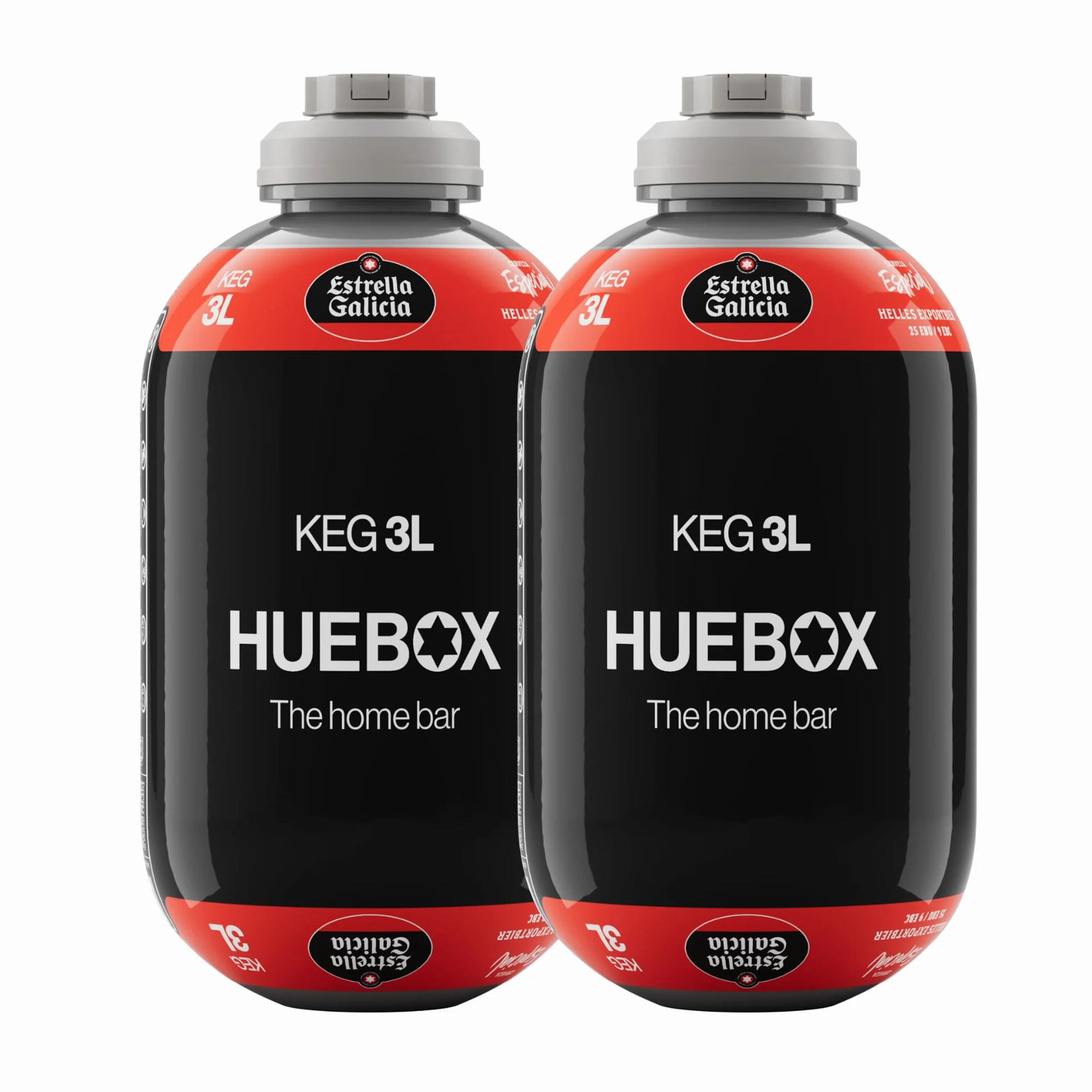 Estrella Galicia Especial Pack 2 Barriles 3L para Tirador HUEBOX Cerveza Lager 5,5% Vol 6 L