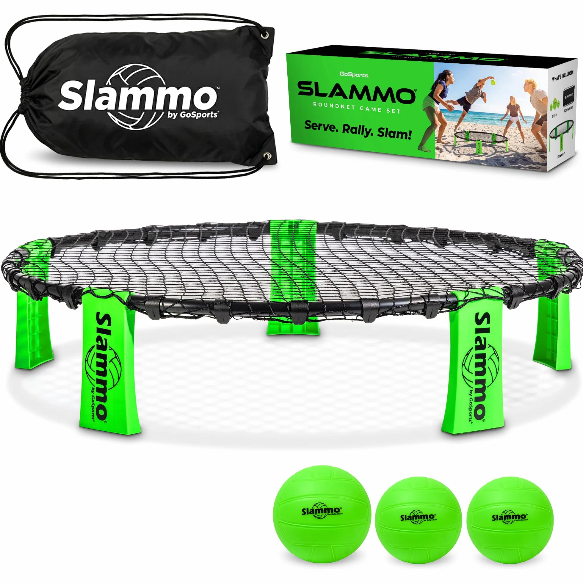 GoSports Slammo Game Set Juego de Red Redonda para Césped al Aire Libre Playa y Portón Trasero