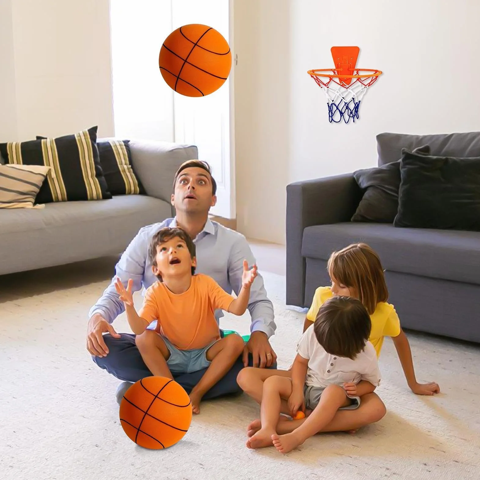 Juego De Aro Y Baloncesto Silencioso para Niños - Entrenamiento Interior Sin Ruido