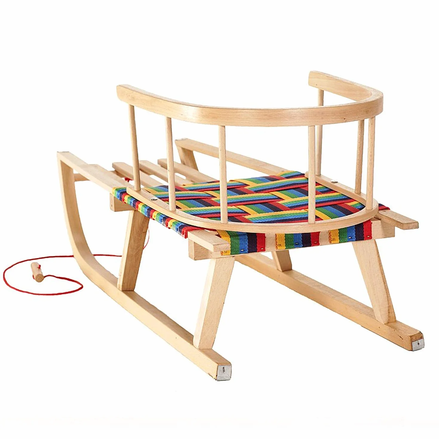 Trineo de Madera de Haya con Cuerda para Niños Multicolor - Trineo de Invierno Robusto
