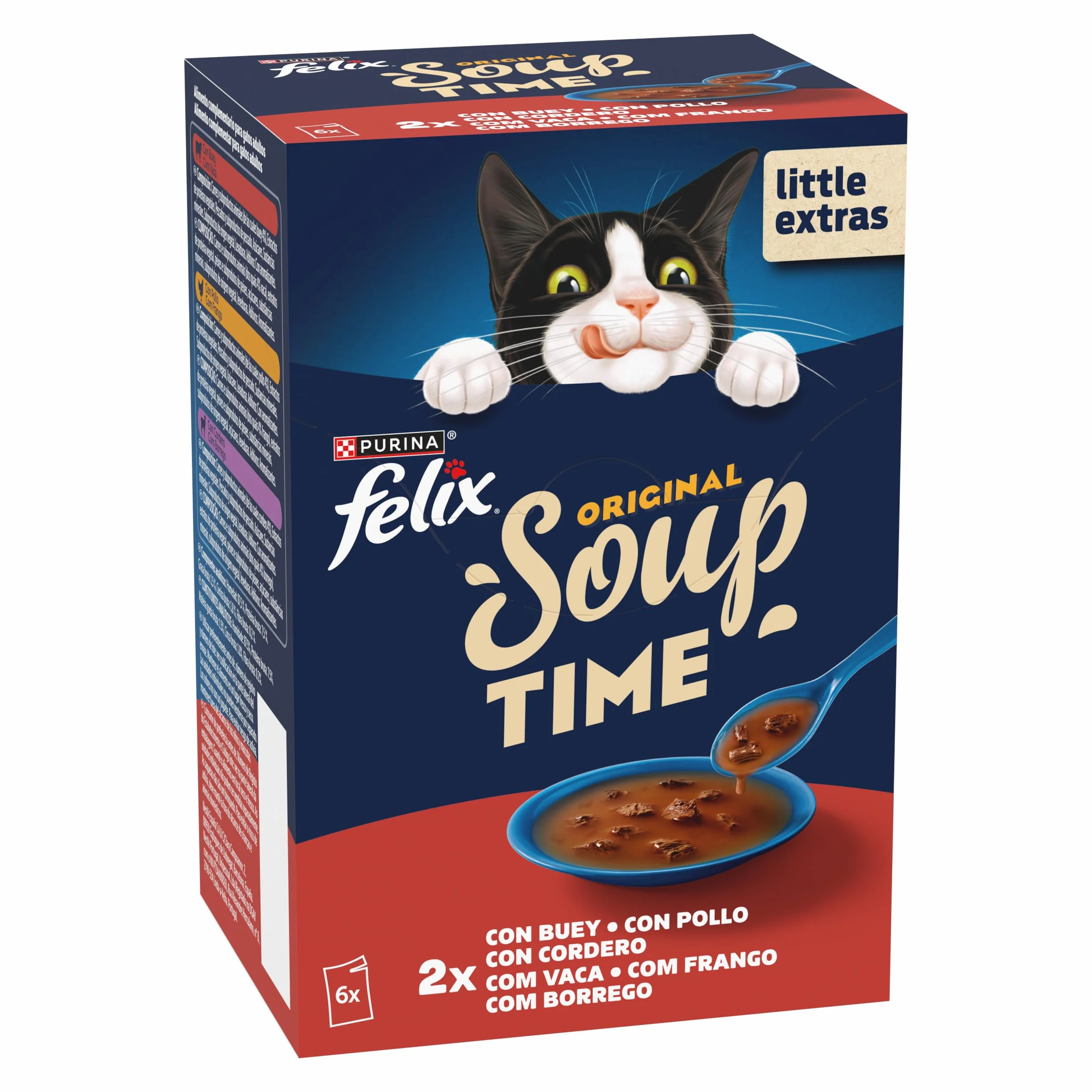 PURINA® FELIX® Soup Time Original con Buey 48 Unidades x 48gr