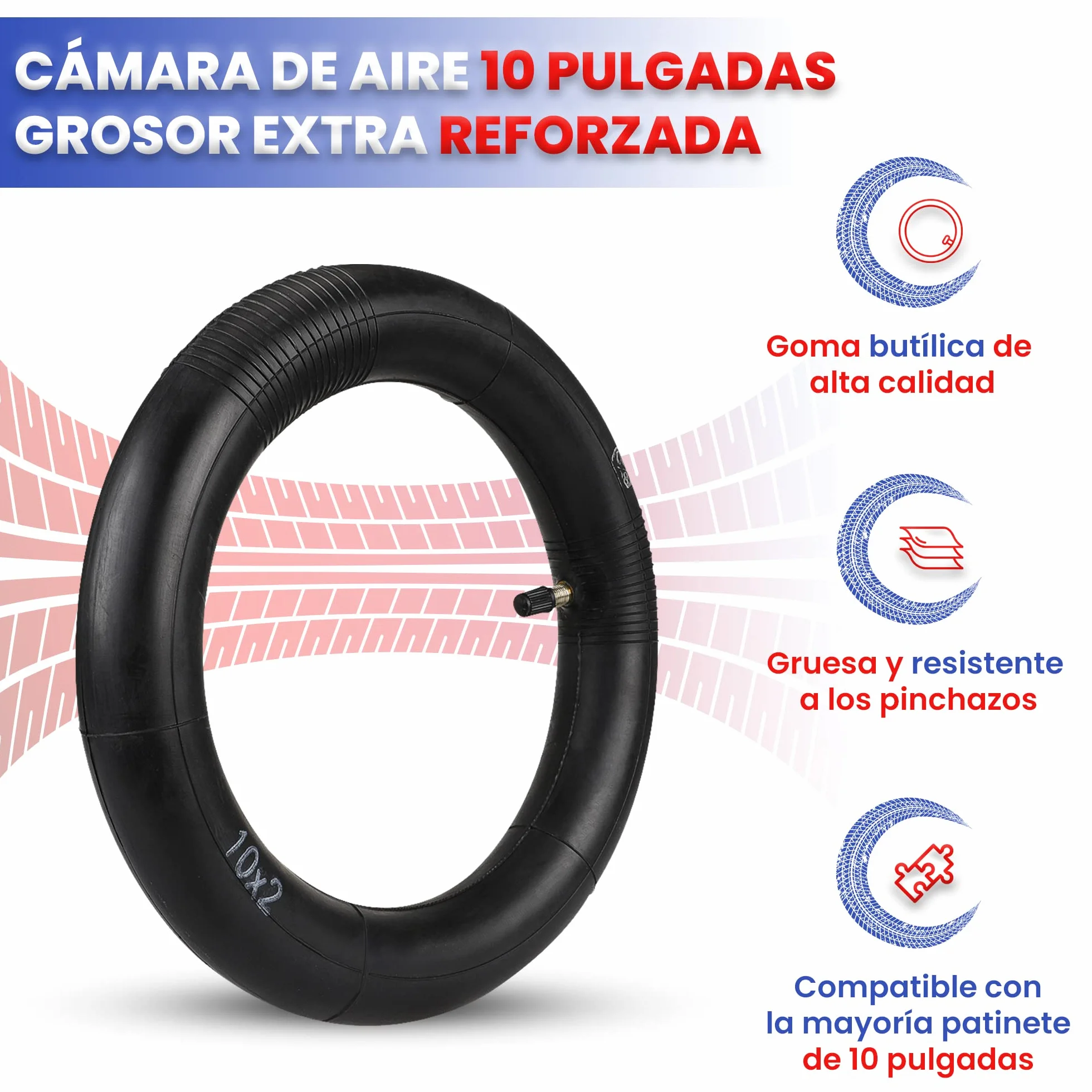 ANSENI Cámaras de Aire 10 Pulgadas Reforzada para Patinete Eléctrico Xiaomi 4, 2 Unidades