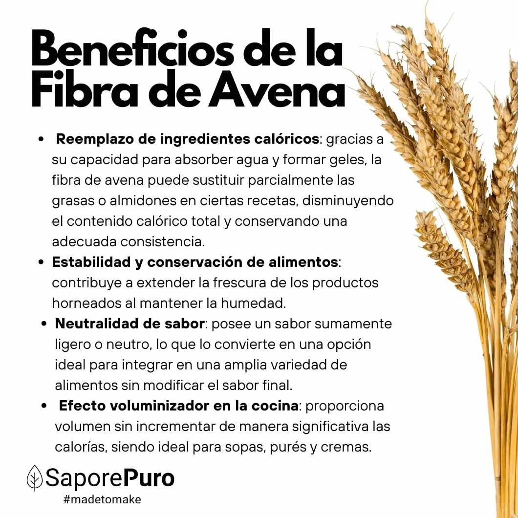 SaporePuro Fibra de Avena en polvo 1 kg - Sin Gluten - Fuente natural de fibra