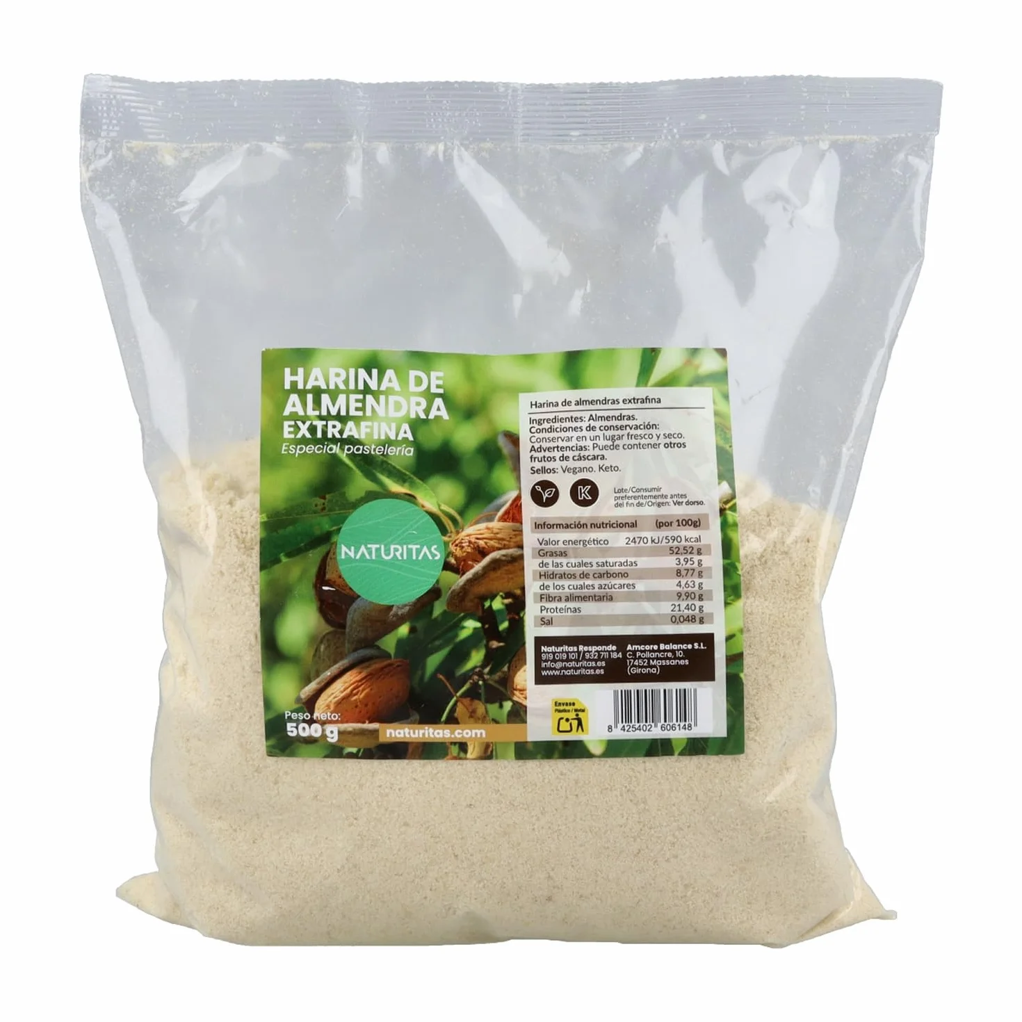 Harina de almendra extrafina BIO | 500 g | Naturitas Essentials | Sin gluten apta keto y vegana | Origen: USA | Harinas