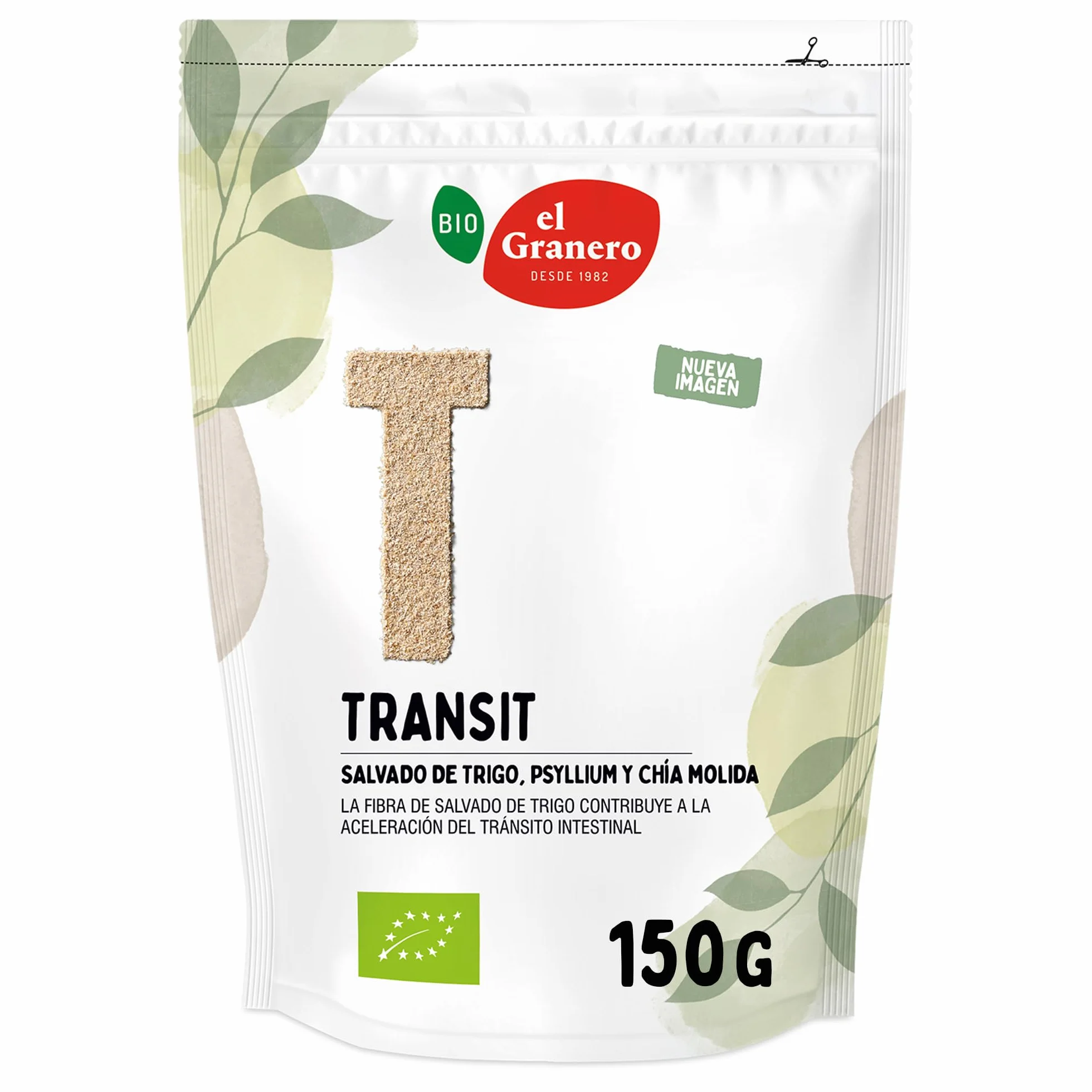 El Granero Integral - LAX Transit Ecológico de 150 g - Salvado de Trigo, Psyllium y Cáscara de Chía - Rico en Fibra - Ideal para Mezclar con Bebidas y Preparar Batidos