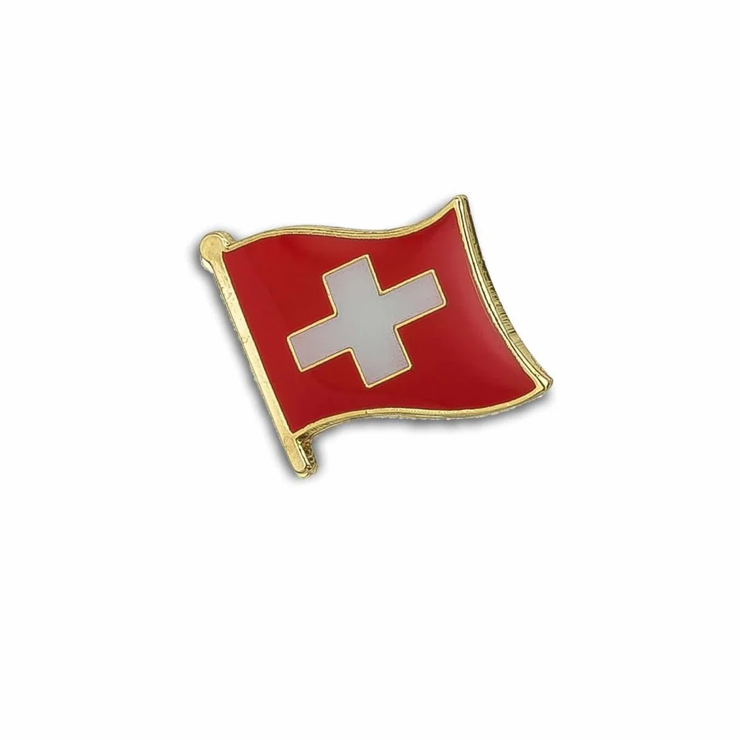 Bandera Suiza Flotante Pin – Insignia PINS EUROPE, rojo