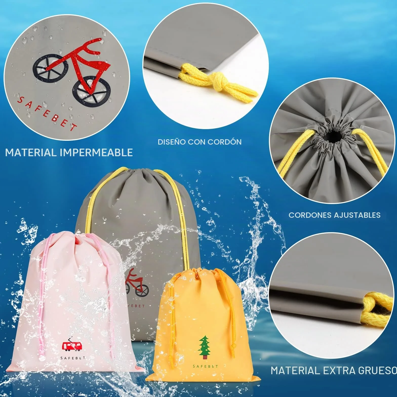Annhao Bolsa Impermeable con Cordón, 10 Pcs Bolsas de Almacenamiento de Viaje para Ropa, Zapatos