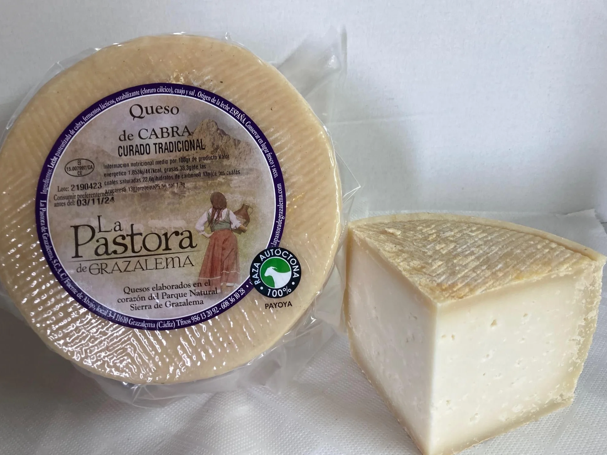 Queso curado de cabra payoyo 900g - La Pastora - De La Sierra de Grazalema, Cádiz, España. Productos Andaluces