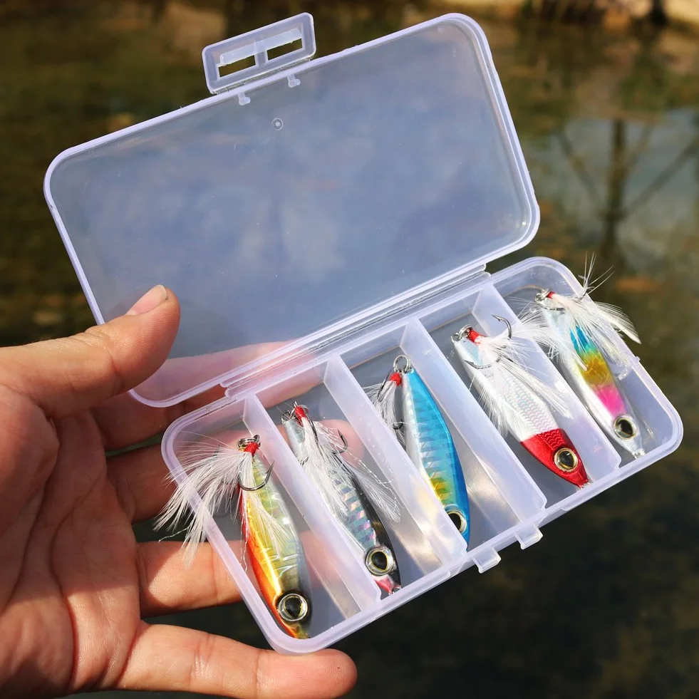 Sougayilang Jigs Señuelos de pesca Cucharas de metal con micro anzuelo