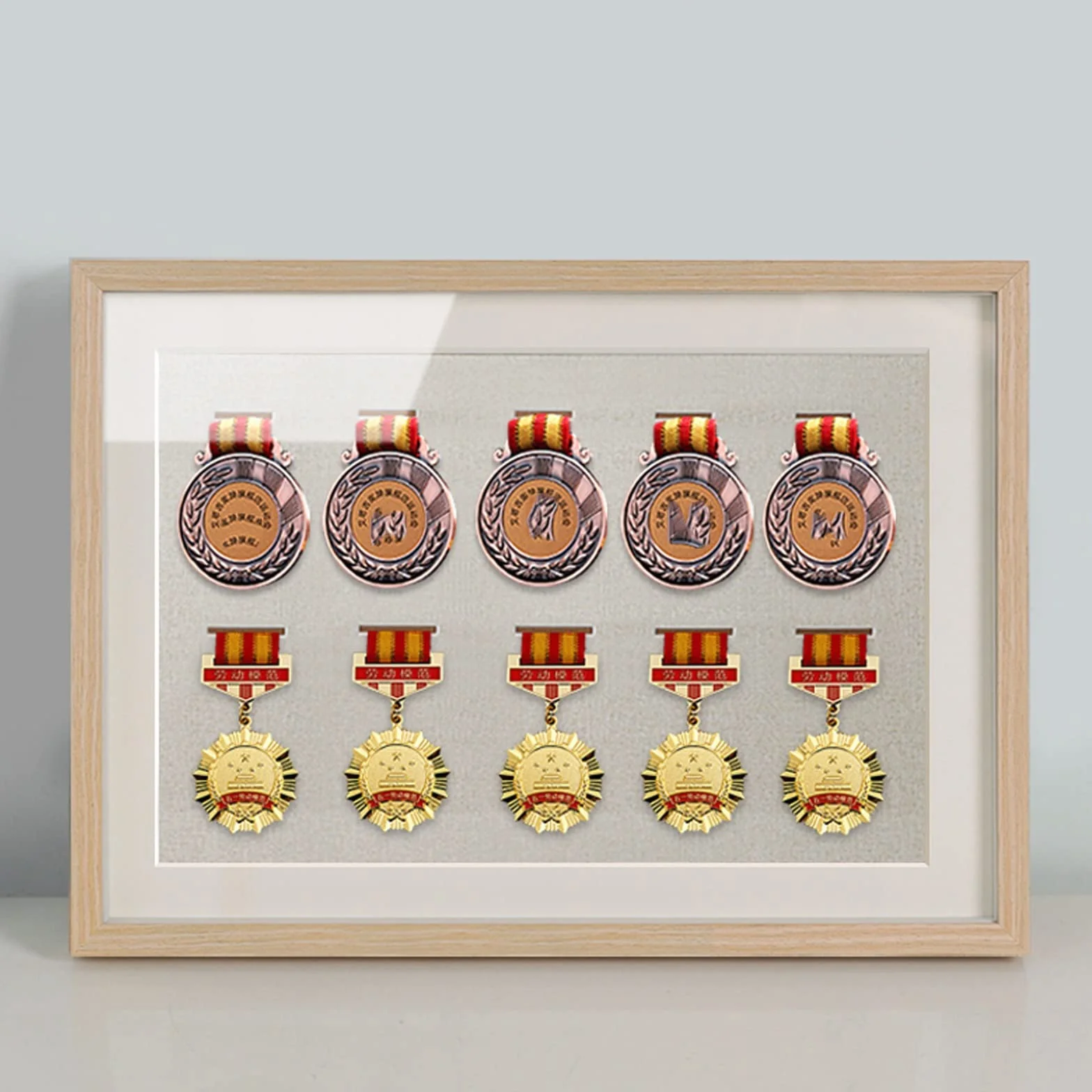 Medalla Deportes Cuadro Mostrar Marco Exhibición Medallas 3D 30x42cm Madera Maciza Soporte Almacenamiento