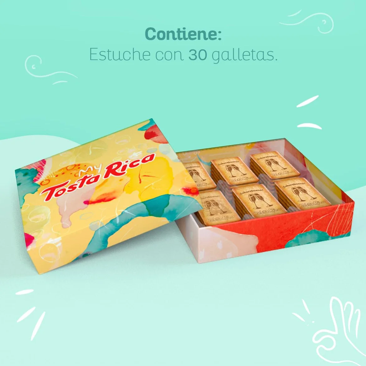 My TostaRica - Galletas con mensaje “Te quiero” - Contenido: 30 Galletas Impresas con Dedicatoria - Regalo con Mensaje Impreso