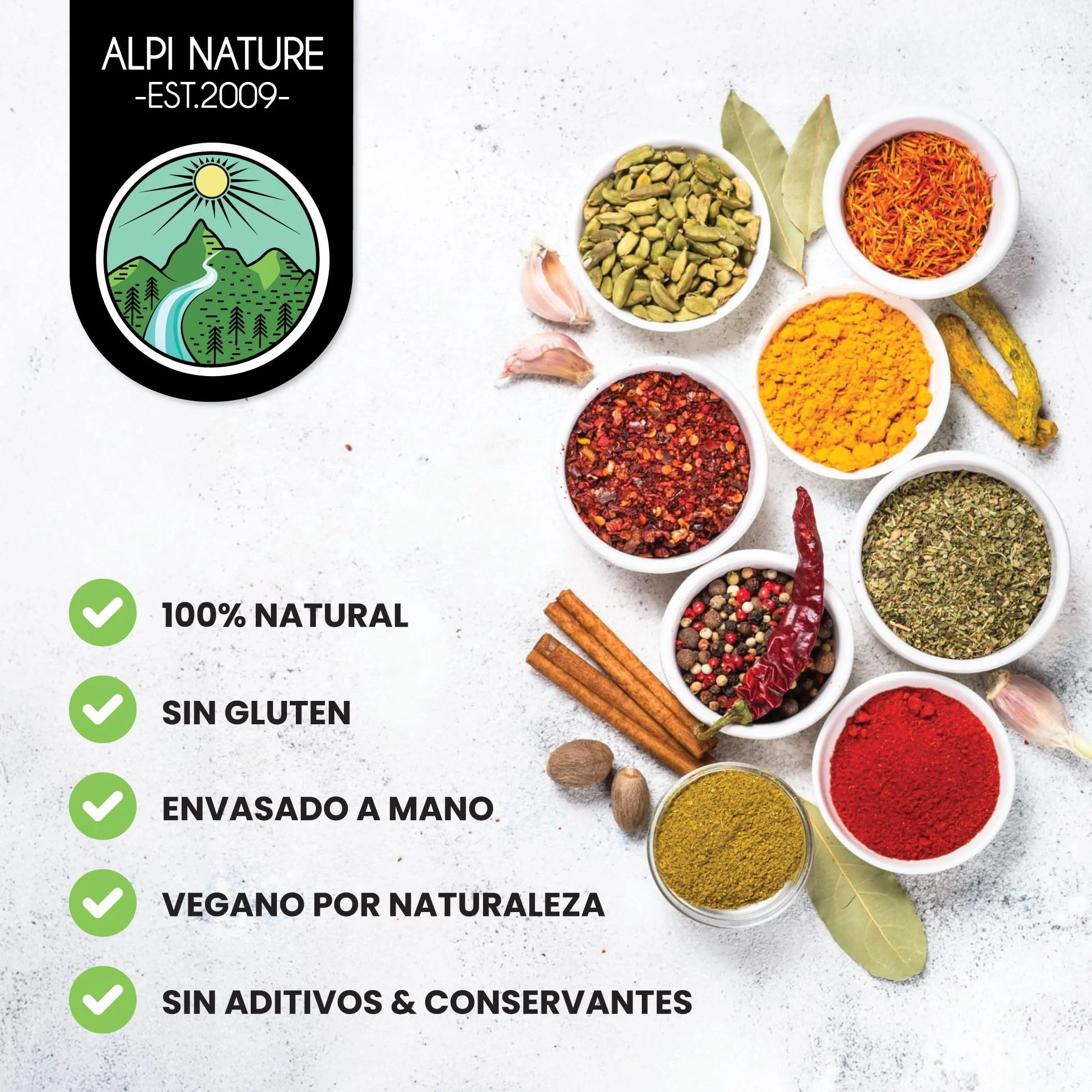 Alpi Nature Cúrcuma en Polvo 500g, Raíz de Cúrcuma Molida para Cocinar y Preparar Leche Dorada