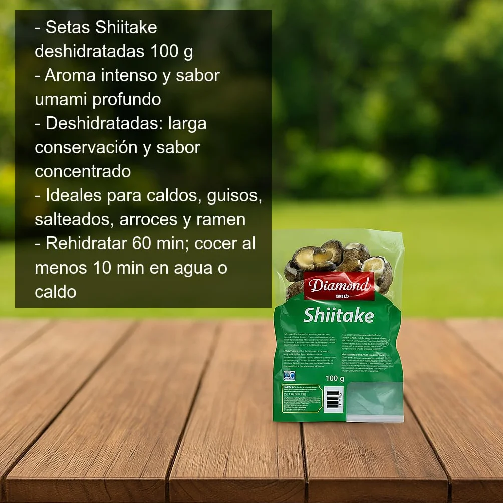 Setas Shiitake deshidratadas 100 g Ingrediente umami para ramen caldos guisos salteados arroces y salsas