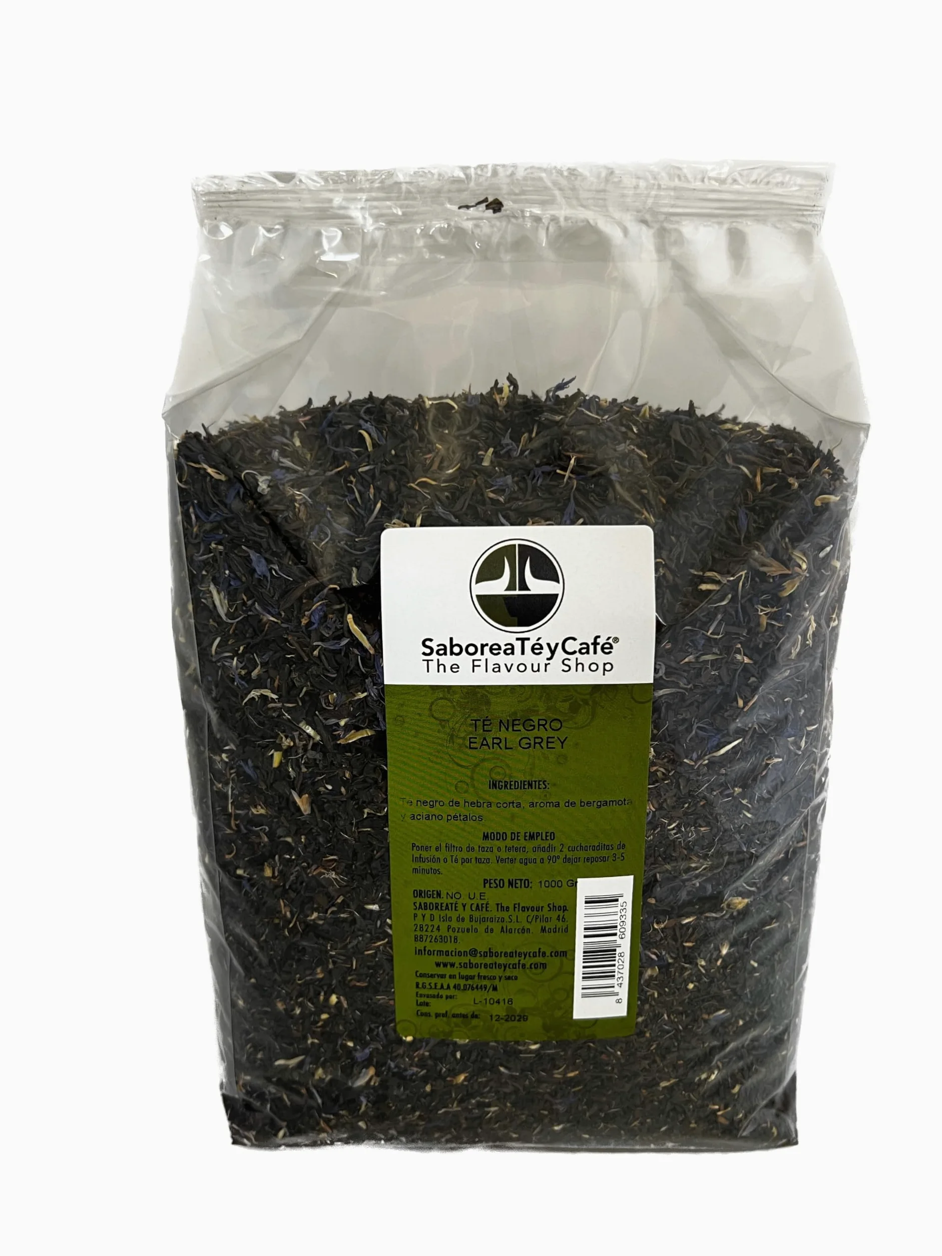 Saboreatéycafé The Flavour Shop Té Negro Earl Grey a granel con canela, hojas sueltas, 1 kg