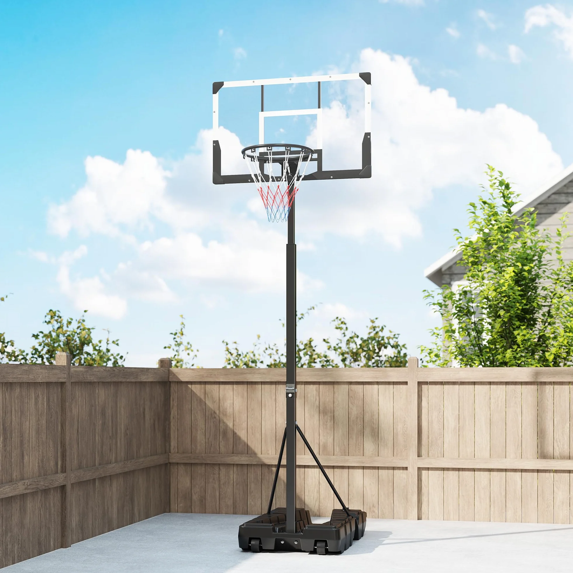 SPORTNOW Canasta de Baloncesto Exterior Altura Regulable 230-305 cm Portátil Marco Plegable