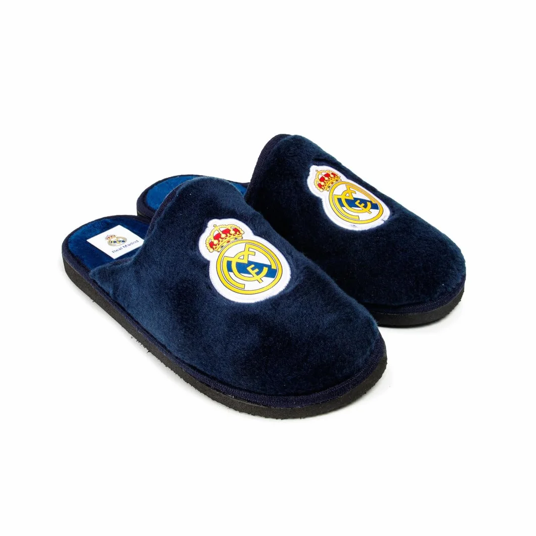 MARPEN Slippers Zapatillas Para Casa Hombre Real Madrid CF Oficiales Pantuflas Antideslizantes Azul marino Talla 46