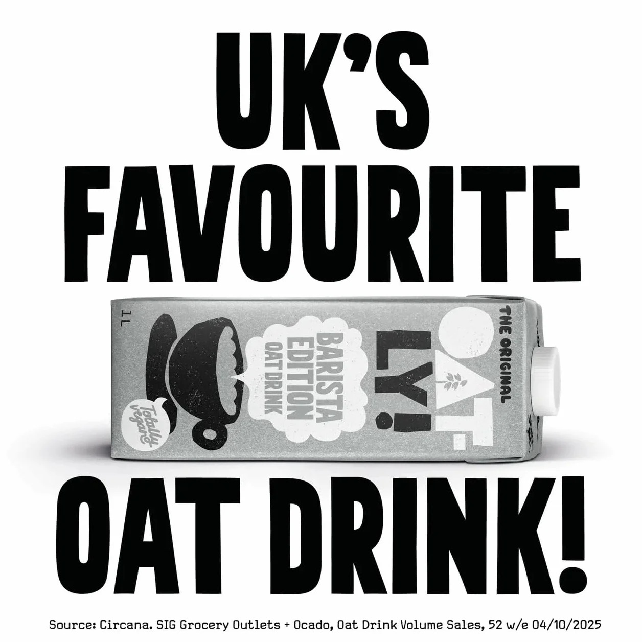 Oatly - Oat Drink - Barista Edition - 6 packs - 1 liter per pack - Liquid Oats - Fully foamable - Plant-based - Sustainable - Rich in unsaturated fats