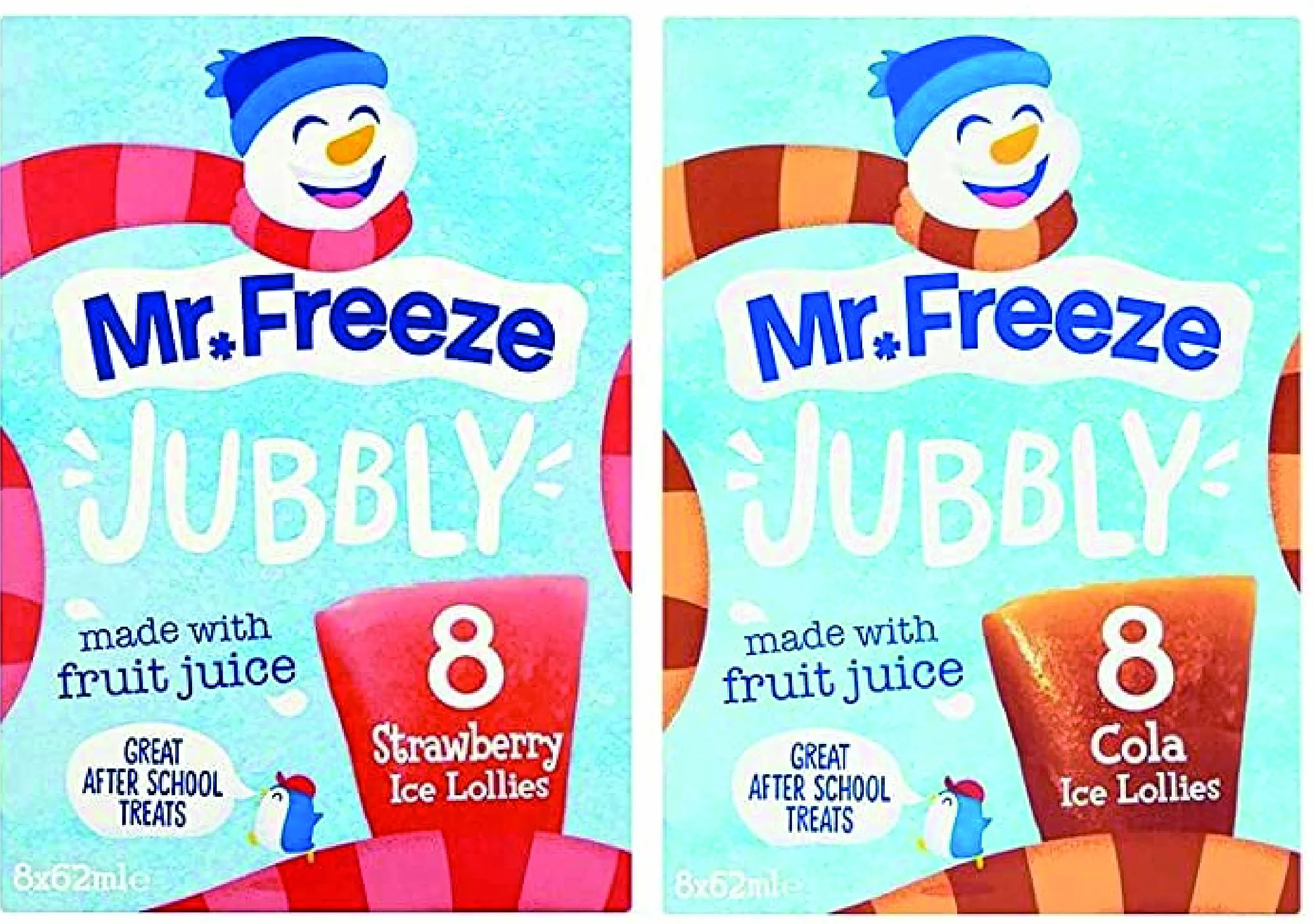 Mr Freeze Jubbly Flavout Ice Lolly Pops Paquete que contiene 1 8 x 62 ml, 1 x 8 x 62 ml, fresa – Gran regalo después de la escuela, adecuado para vegetarianos