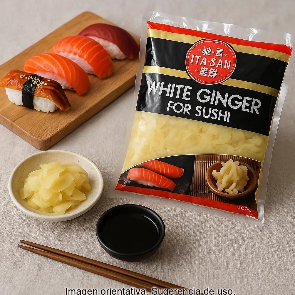 Jengibre Encurtido Blanco Gari 1 kg para Sushi y Cocina Japonesa Formato Profesional Sabor Suave Agridulce
