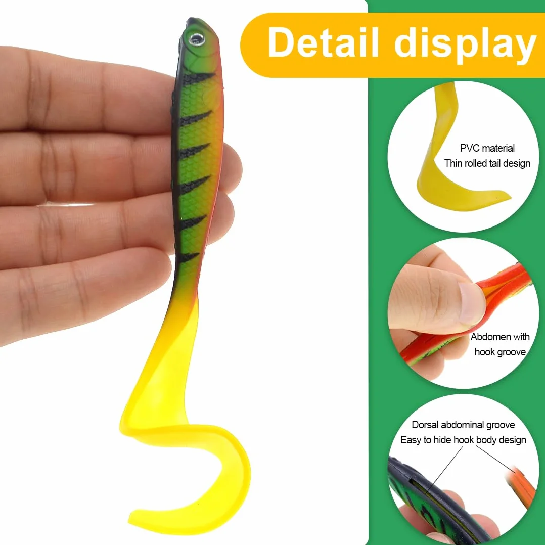 XPEX Señuelos de Pesca Blandos 8 Piezas, Cebos Artificiales de Goma para Agua Salada y Dulce