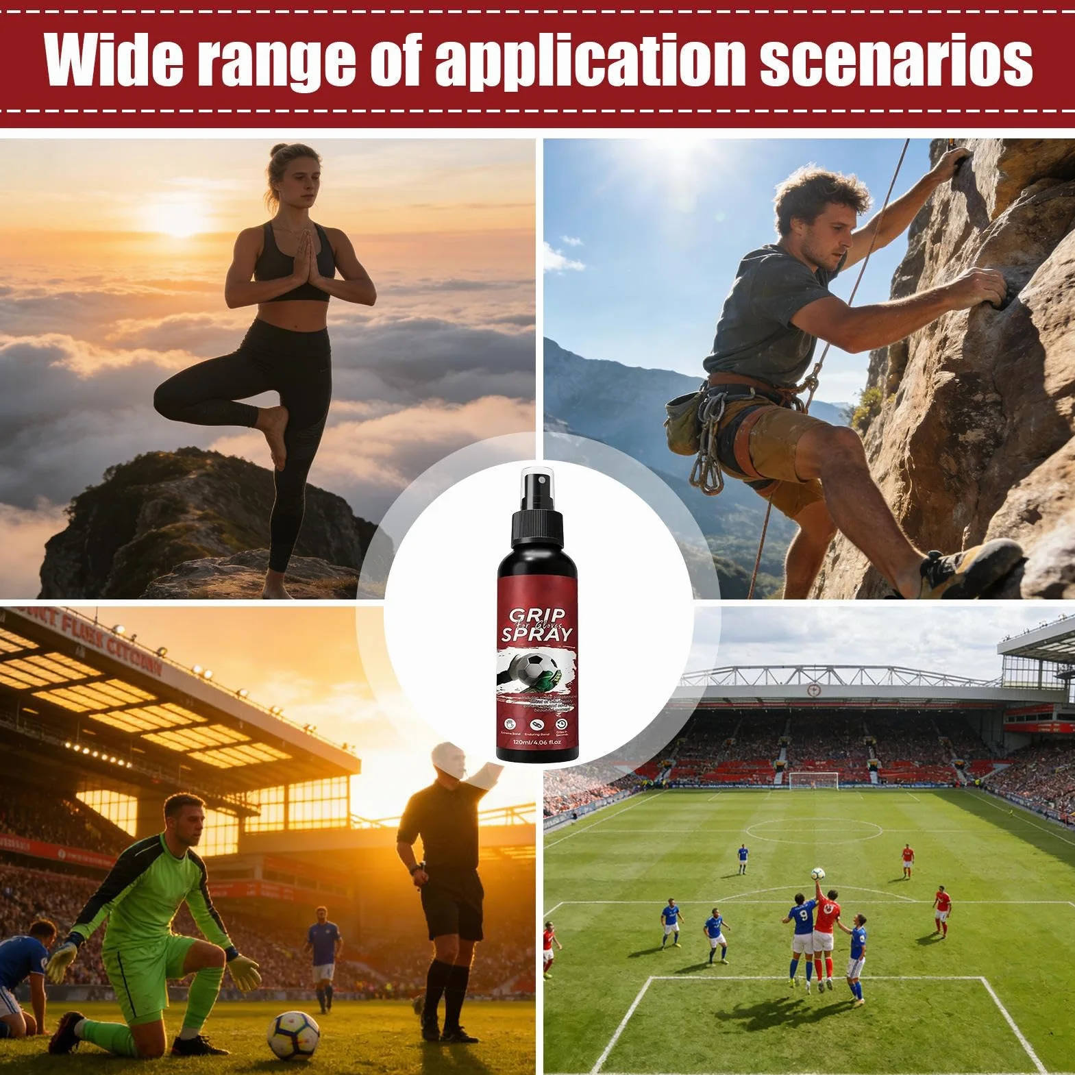 Spray Antideslizante para Guantes de Portero 120ml Secado Rápido Fútbol Baloncesto