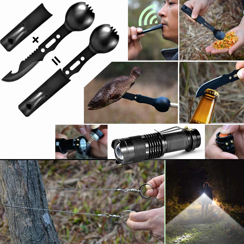 Kit de Supervivencia 33 en 1 Herramienta Multifuncional para Acampada al Aire Libre