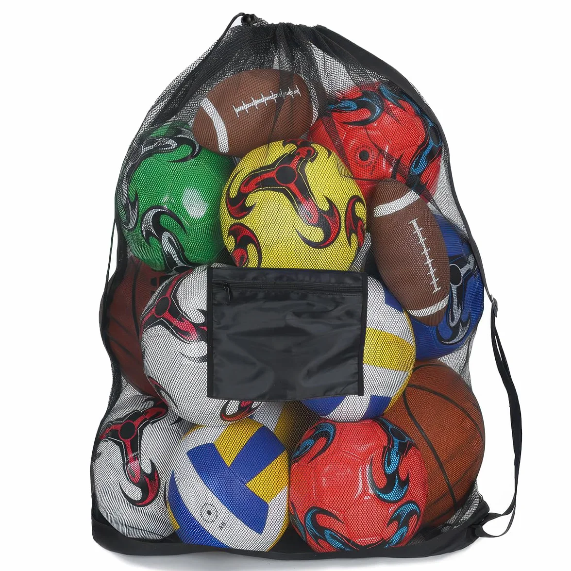 Bolsa Red Grande 93x62 cm para Balones de Baloncesto Fútbol Voleibol, Heavy Duty con Cordón Ajustable