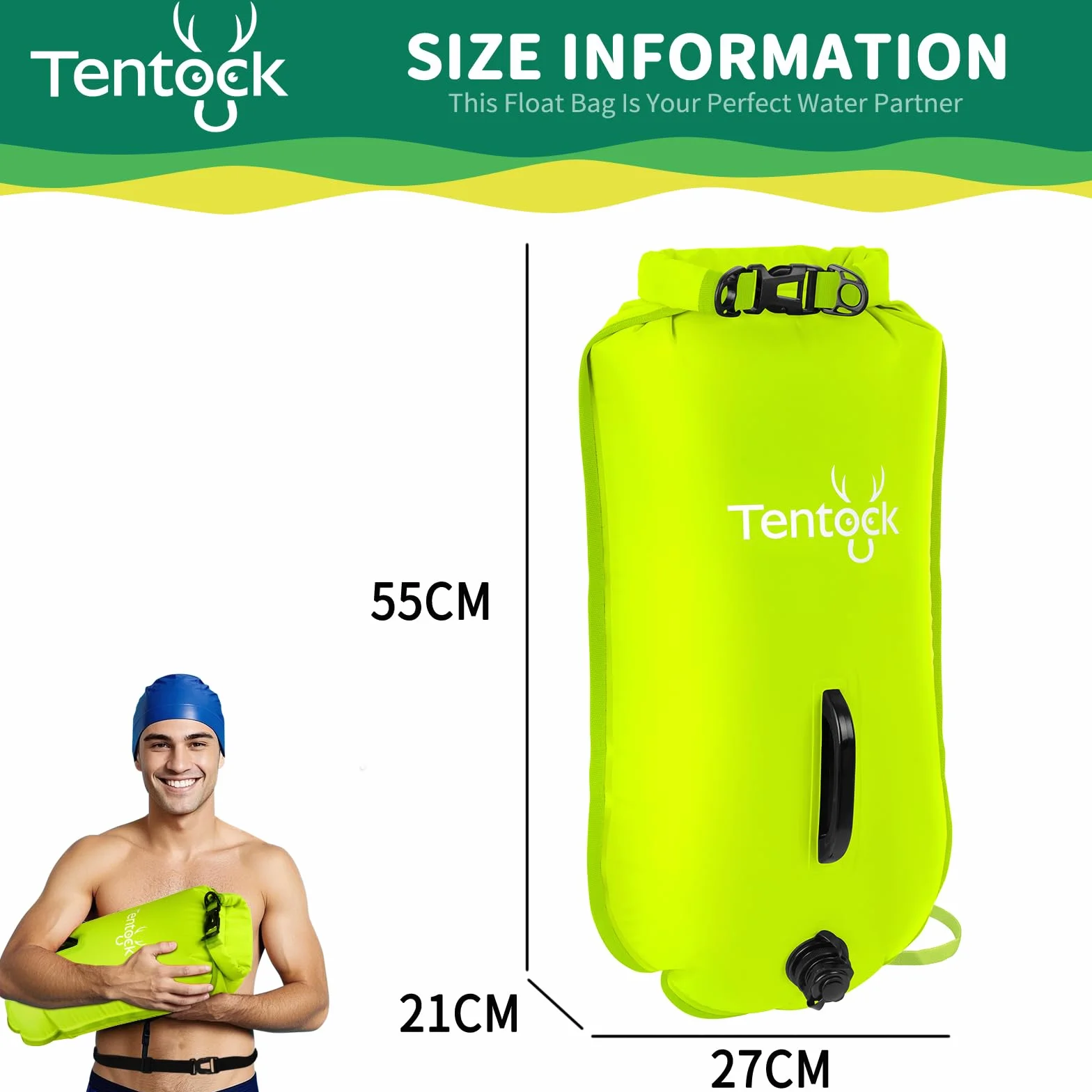 Tentock Swim Buoy Inflatable Dry Bag for Open Water Swimmers Triathletes