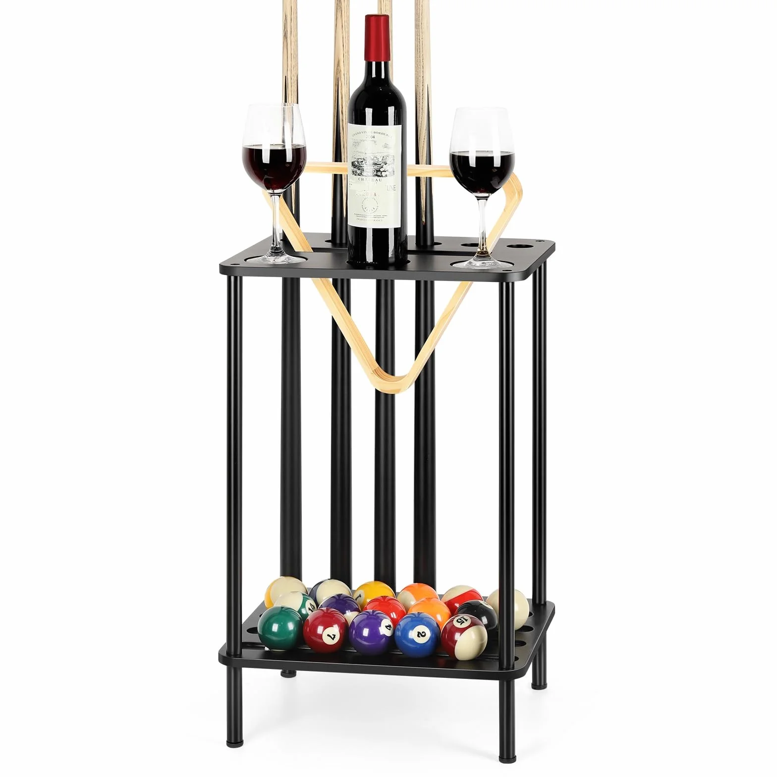 Soporte para palos de billar, capacidad para 6 tacos, negro