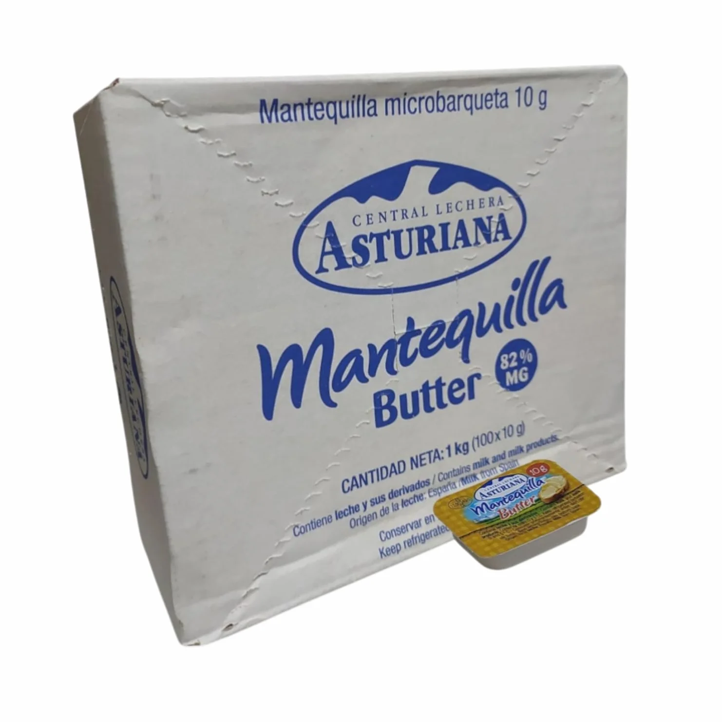 Mantequilla Asturiana Monodosis 100x10g – Formato Profesional Hostelería y Catering – 100 Unidades Individuales – 100% Natural sin Conservantes – Calidad Central Lechera Asturiana