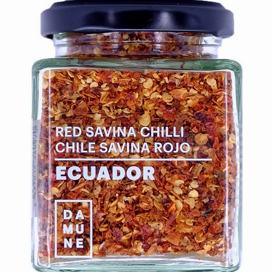 DAMUNE Chiles en Escamas: Jalapeño Rojo Escamas - 80 g, Chipotle Escamas - 80 g, Habanero Red Savina Escamas - 50 g y Habanero Scoprion Trinidad Escamasn - 60 g