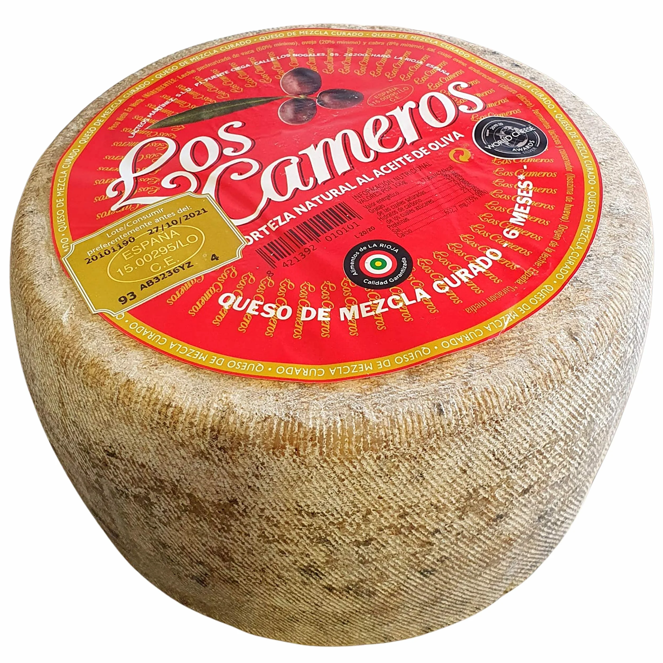 Queso Curado Los Cameros Etiqueta Roja Medio Queso 1.7 kg Mezcla Cabra Vaca Oveja